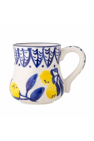 Cană din ceramică pictată manual, design mediteranean, 9.5x11.5 cm, „Maxima"