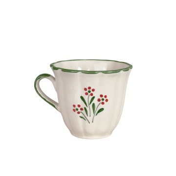 Cană din ceramică pictată manual, Ø 10,5 x H 9,5 cm, verde, „Esther Wildflower"