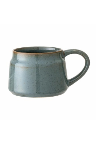 Cană din ceramică verde cu finisaj artizanal și margine maro, 10x7 cm, 350 ml, "Pixie"