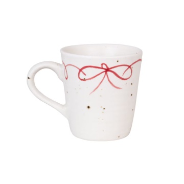 Cană vintage din ceramică, alb cu detalii albastre „Viola Bow”