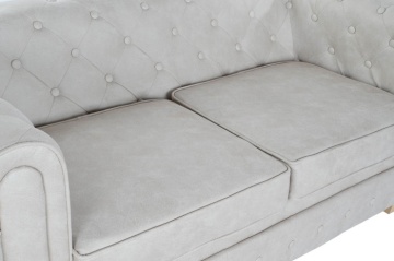 Canapea 2 locuri din stofa si lemn de mango " Covetry White " - Img 2