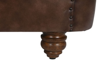Canapea vintage 2 locuri din piele naturală maro închis, „Chesterfield" - Img 7