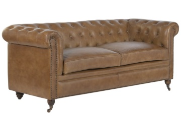 Canapea vintage 3 locuri din piele naturală, „Chesterfield" - Img 3