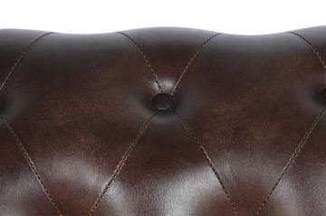 Canapea vintage 3 locuri din piele naturală maro închis, „Chesterfield" - Img 5