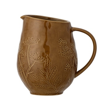 Carafă din ceramică maro antichizat cu model botanic în relief, 1400 ml, 14×18,5 cm, „Bence"