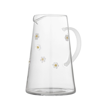 Carafă din sticlă cu motive florale, D12×H19 cm, transparentă, „Buzz" - Img 3
