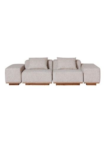Colțar modular premium cu 6 module, stofă texturată crem, "Henry" - Img 1