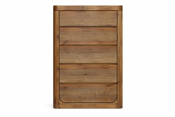Comodă din lemn reciclat, maro, cu 5 sertare, aspect rustic, finisaj natural, 130 x 92 x 45 cm, „Dieppe”