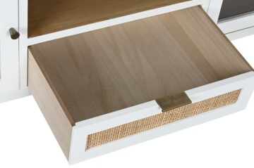 Comoda TV alba , din lemn de Paulownia si sticla „Elegance” - Img 6
