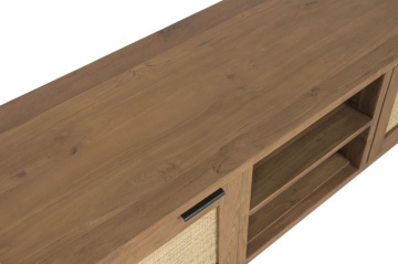 Comoda TV din lemn de tec si rattan natural " Rustic Wood " - Img 3