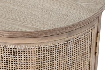 Comodă TV living din lemn de hevea, natur, cu 2 uși din ratan împletit și nișă deschisă cu raft, 60 x 120 x 43,5 cm, „Rustic Elegance” - Img 3