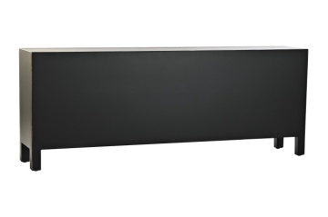 Comodă TV living din lemn, negru, cu 2 uși, 8 sertare și medalion oriental cu ramură înflorită, 51 x 130 x 26 cm, „Zenora” - Img 8