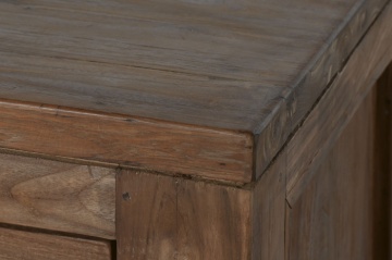 Comodă TV lungă din lemn de tec reciclat, natur, cu 2 uși glisante, 4 sertare și raft central, 60 x 250 x 45 cm, „Varindra” - Img 10
