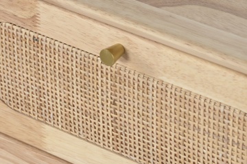 Comoda TV natur , din lemn de cauciuc si rattan „Rustic Serenity” - Img 4