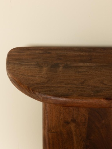 Consolă din lemn de acacia, formă asimetrică, maro antichizat, finisaj lucios, 118×59×75 cm, „Finoma" - Img 4