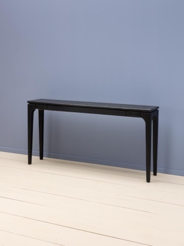 Consolă din lemn de mango, negru, finisaj satinat, 140.5×28×71 cm, „Upsilon" - Img 6
