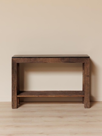 Consola din lemn reciclat si blat din marmura neagra, Sielda - Img 2