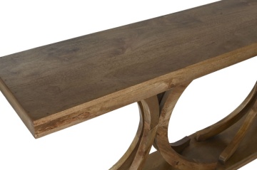 Consolă natur din lemn de mango cu design circular, „Moon" - Img 3