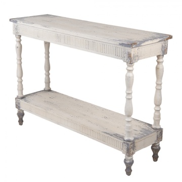 Consolă shabby chic din lemn, finisaj alb antichizat, „Maude” - Img 2