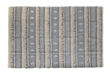 Covor din bumbac țesut manual, albastru și alb, 160 x 230 cm, 1600 gr, „Cotton Carpet Blue" - Img 2