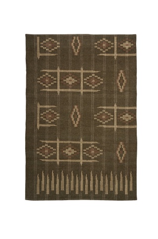 Covor din bumbac țesut manual cu model geometric, 120×180 cm, „Kaki Kilim"