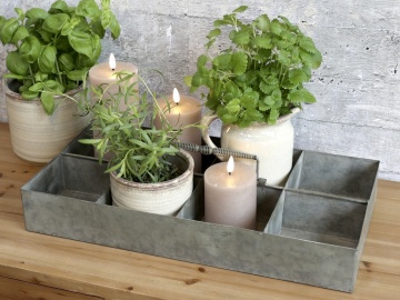 Cutie decorativă din zinc, cu 8 compartimente și mâner, aspect vintage - Img 4