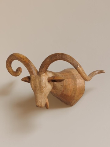 Decoratiune de perete, cap de cerb, din lemn de mango, Deer - Img 2
