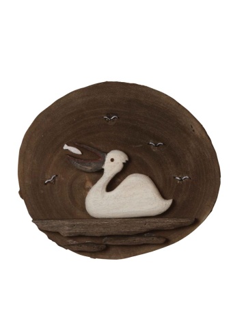 Decoratiune de perete, din lemn de Paulownia, Pelican
