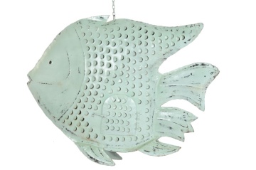 Decorațiune de perete tip pește, stil marin, culoare albastru deschis, din metal, „Blue Reef”