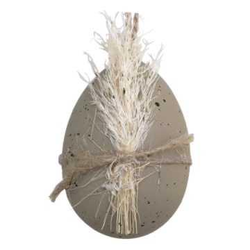 Decorațiune ou de Paște cu flori uscate si snur din iuta, culoare latte, H7 cm, Ø4,5 cm