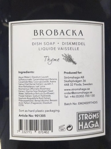Detergent de vase vegan cu parfum de cimbru, 520 ml, „Brobacka Thyme" - Img 4