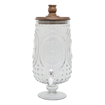 Dozator pentru băuturi din sticlă cu capac din lemn de mango, 5 L, H39,5 cm