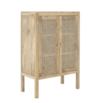 Dulap din lemn de mango natural, cu uși din rattan împletit și mânere aurii, „Paulo", 75 x 30 x 105 cm - Img 2