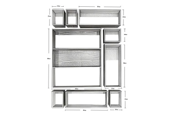 Etajeră de perete din lemn de pin, modulară, natur, set de 9 piese, cu cadre deschise, aspect rustic, 120 x 87 x 11,5 cm, „Sarlat” - Img 7