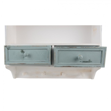 Etajeră de perete shabby chic din lemn alb cu două sertare, 56x13x60 cm, „Avallon” - Img 4