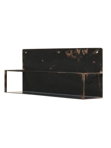 Etajeră de perete vintage din metal, negru, cu 1 raft și bordură din bandă metalică, 20 x 50 x 11 cm, „Ferrum”