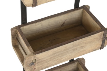 Etajera din lemn de tec si metal cu 5 rafturi din matrite vechi de caramizi, H124 cm, „Ladrillos Antiguos” - Img 4