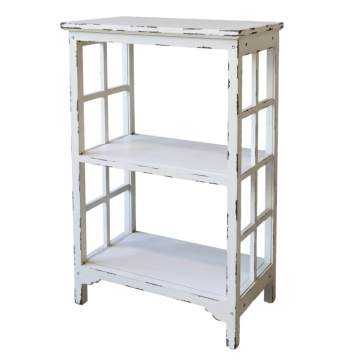 Etajeră vintage cu 3 polițe, finisaj crem antichizat, H90 cm