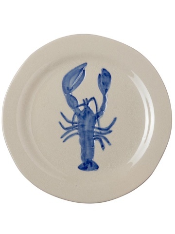 Farfurie din ceramică cu homar albastru, Ø22 cm