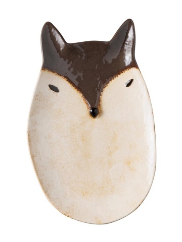 Farfurie din ceramica, maro, in forma de vulpe, Fox