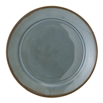 Farfurie din ceramică verde cu finisaj artizanal și margine maro, 28 cm, "Pixie" - Img 3
