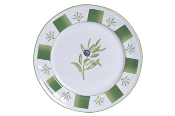 Farfurie din porțelan cu motiv măsline, verde, 27×27×2,8 cm, „Olivo"