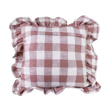 Față de pernă din bumbac organic 45x45 cm roz, „Ida Check" - Img 4