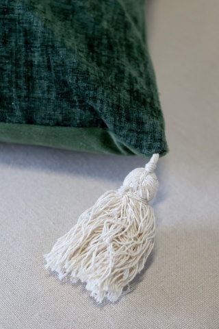 Față de pernă verde cu ciucuri și broderie, 50X35 cm, „Holidays” - Img 6