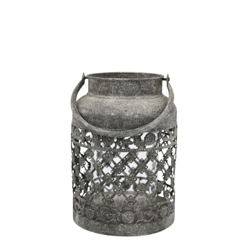 Felinar din zinc antichizat cu maner, H22 cm