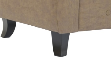 Fotoliu Chesterfield din piele ecologică maro, capitonat cu nasturi, cu structură din lemn și picioare negre, 110×81×76 cm, „Winston” - Img 6