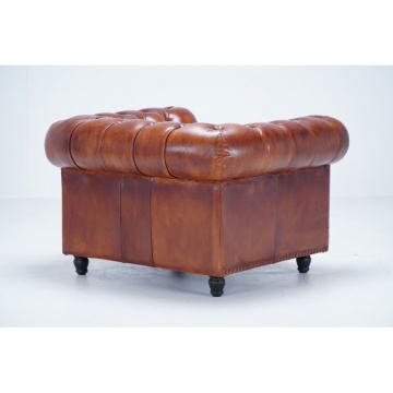 Fotoliu Chesterfield din piele naturala maro, "Classic Chic" - Img 5