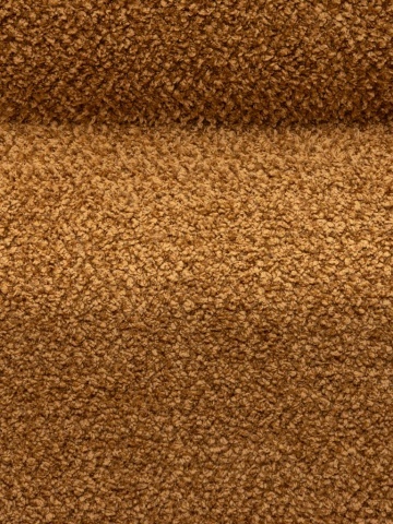 Fotoliu de relaxare retro camel din stofă bouclé, cu brațe late și cadru din lemn de pin, 96×86,5×82,5 cm, „Biskit” - Img 11