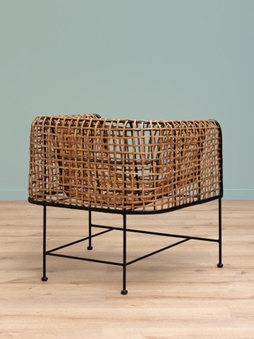 Fotoliu impletit din rattan, cu bordura decorativa neagră, "Asano" - Img 7