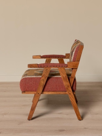 Fotoliu kilim din iută naturala si lana cu structura din lemn de mango, 76×65×65 cm, „Mandjaro" - Img 4